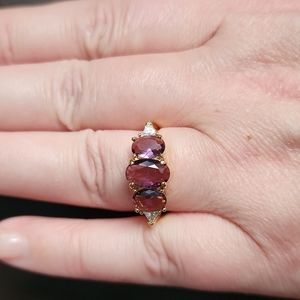 NWT Bomb Party RBP2950 3 Stone Lab Created Amethyst Ring- Size 8